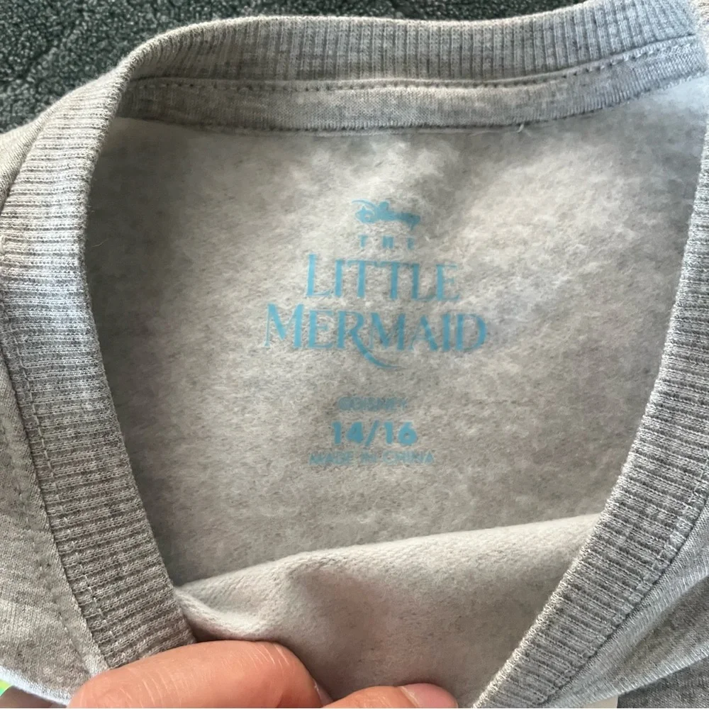 NWOT Disney‎ Gray Sweatshirt Iridescent Wave Maker Design little mermaid 14/16